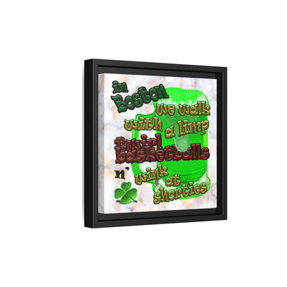 celtics logo - framed canvas art (white marble)