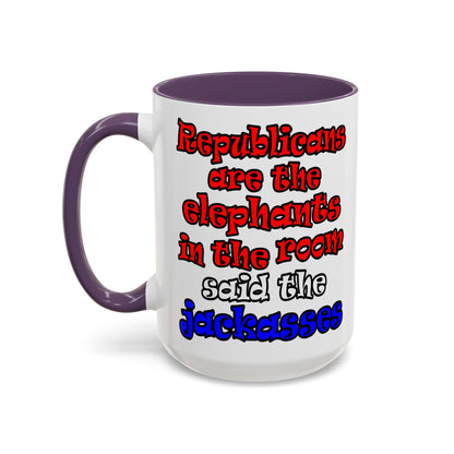 donkeys and elephants - Accent Mug (white)