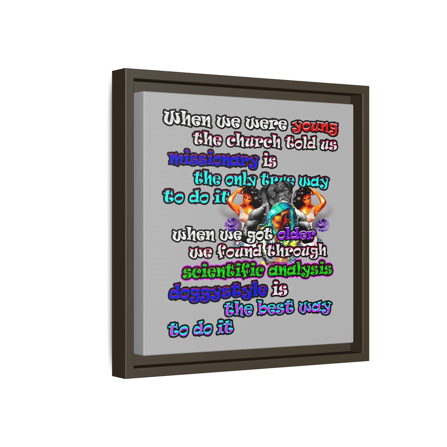 doggystyle - framed canvas art (light grey)