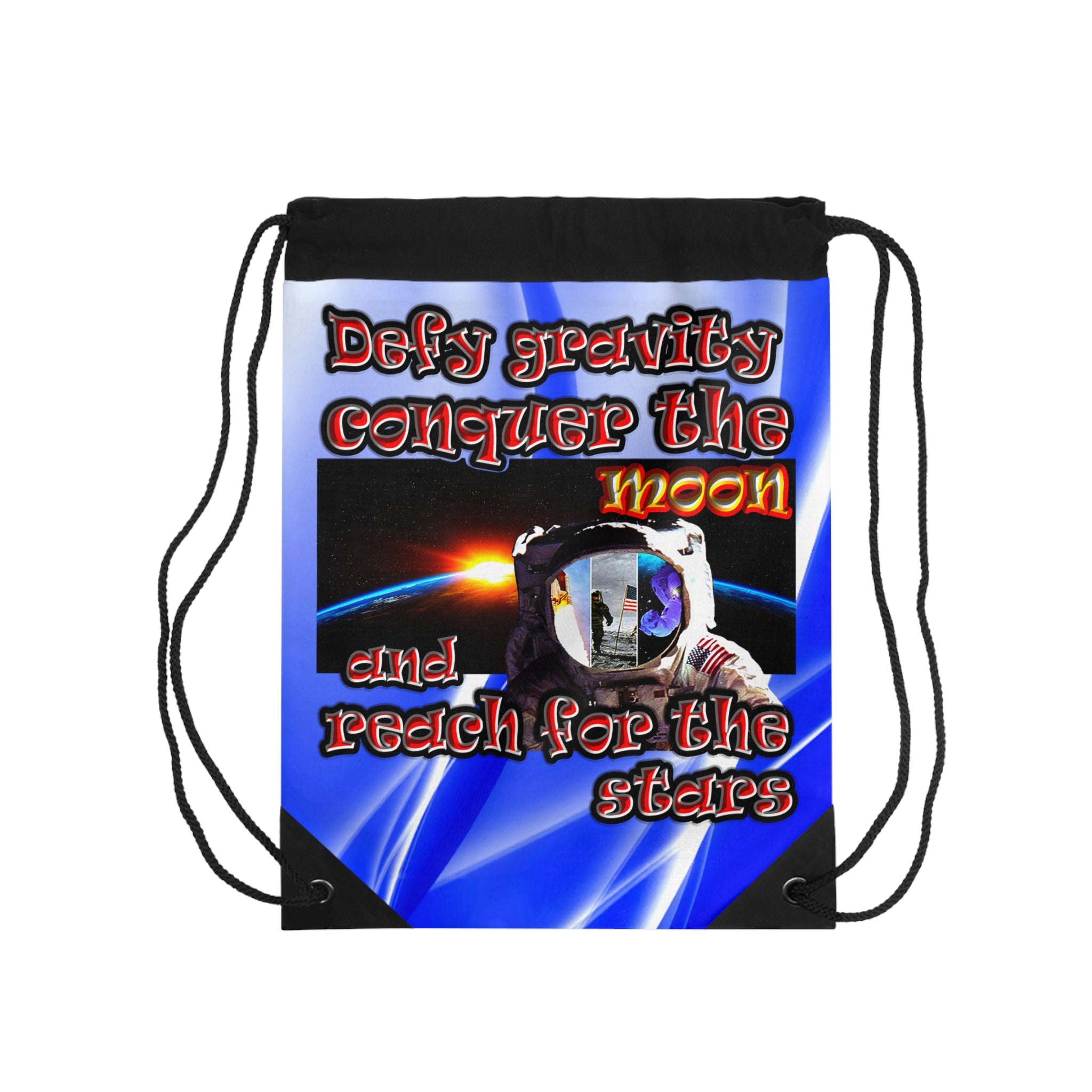 defy conquer reach - Drawstring Bag (blue-white wave)