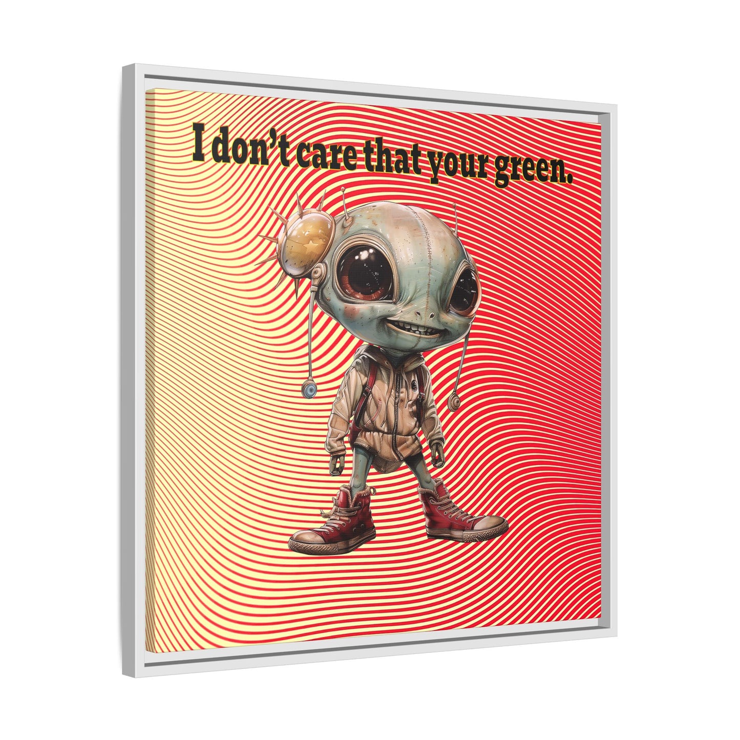 I don't care that your green - framed canvas art (yellow-orange wave)