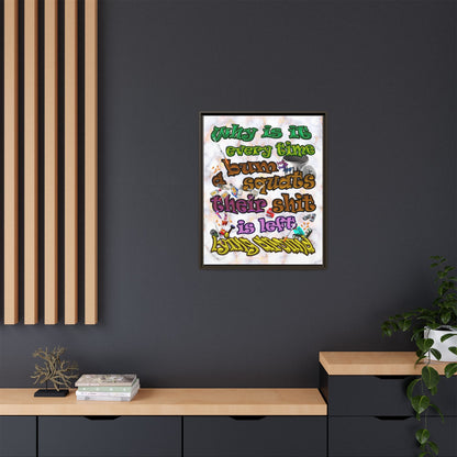 the bum's shit - framed canvas art (white marble)
