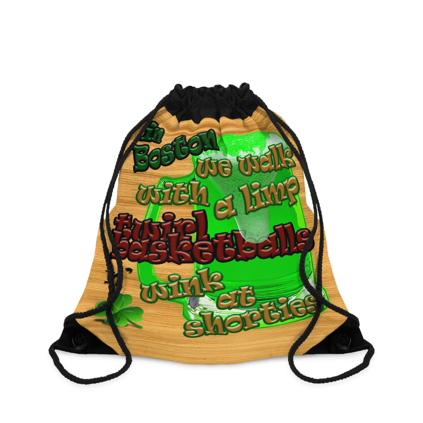 celtics logo - Drawstring Bag (butterscotch wood finish)