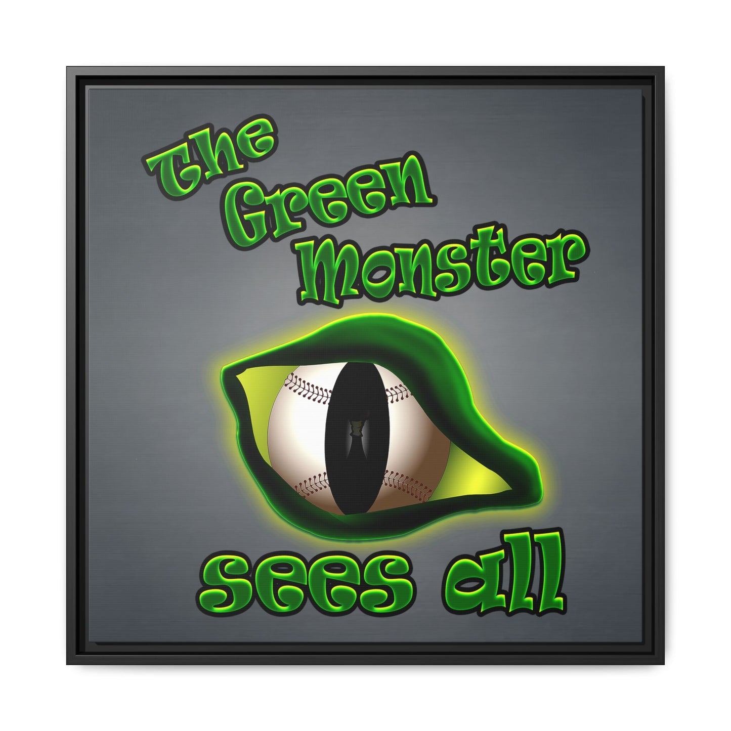 green monster - framed canvas art (grey-light grey)