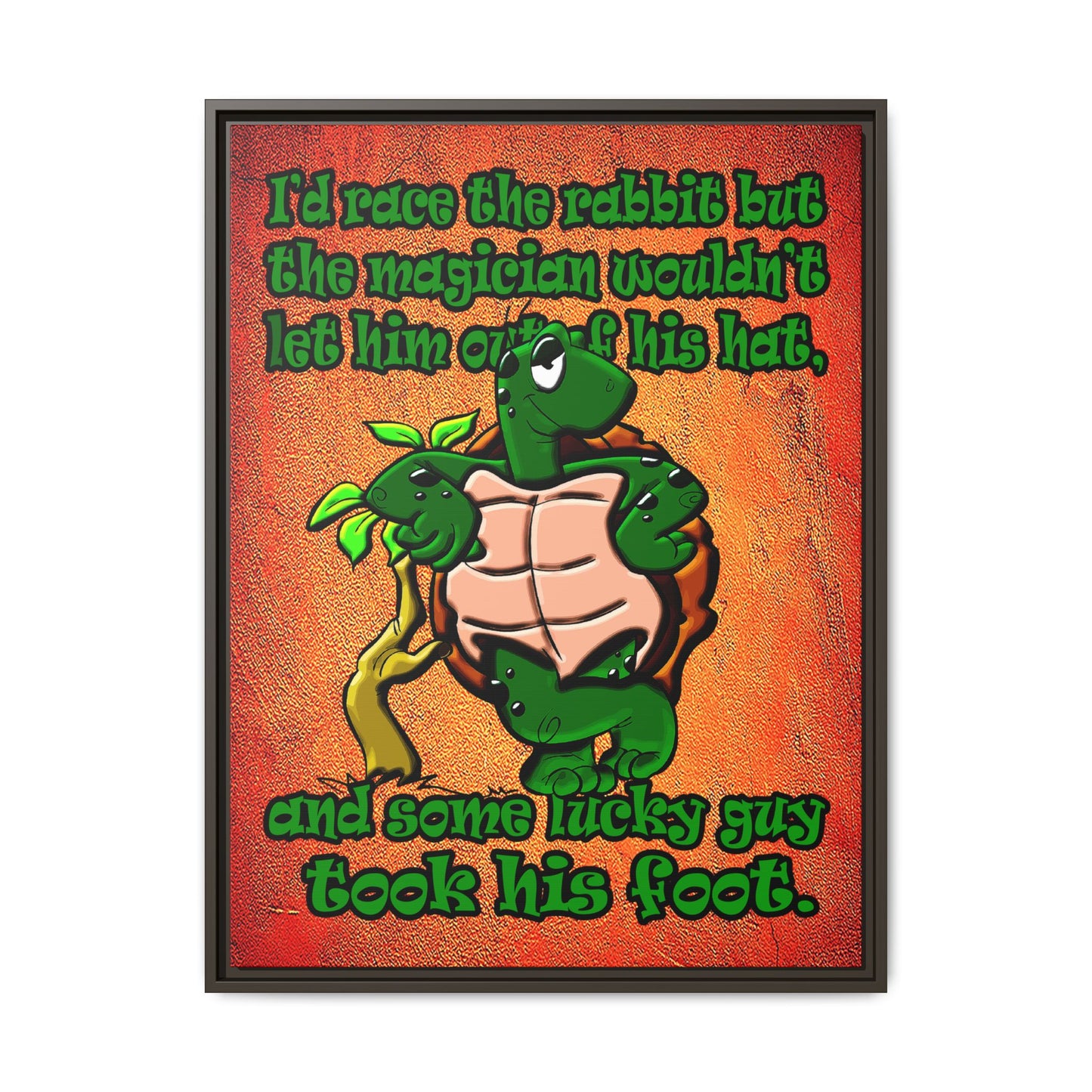 turtle race - framed canvas art (burnt orange)