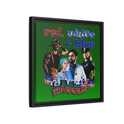 rw&b lives matter - framed canvas art (logo green)