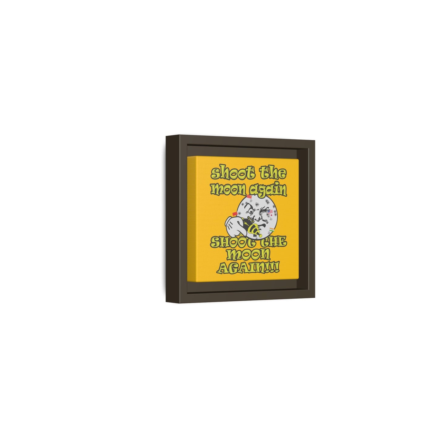 shoot the moon again - framed canvas art (yellow)