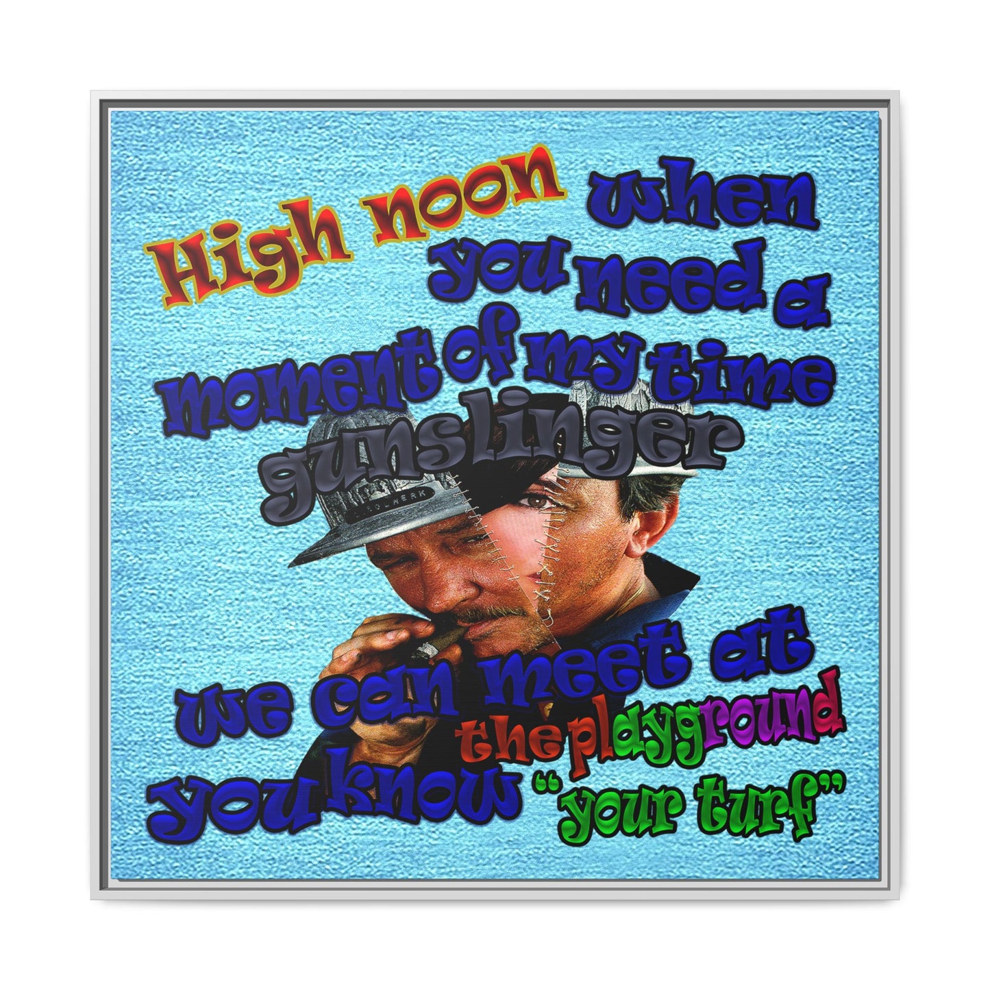 high noon - framed canvas art (faded blue)