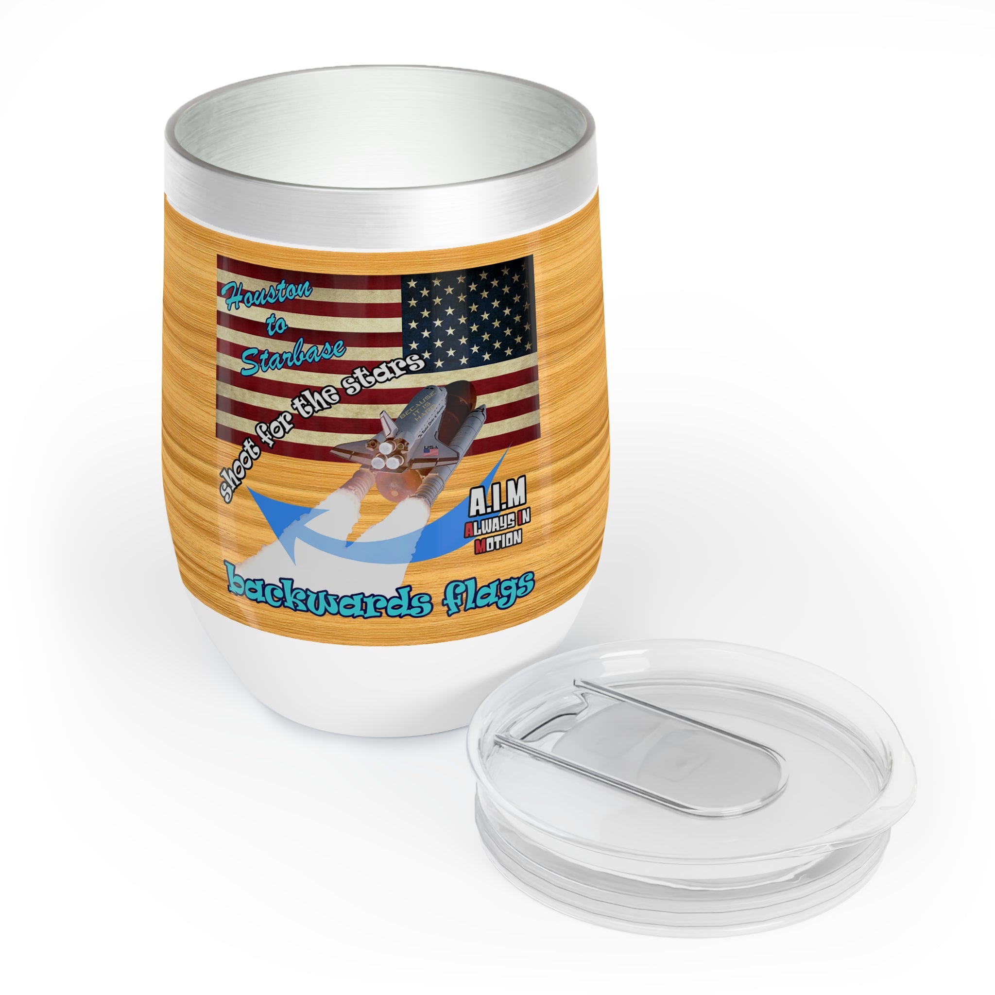 shoot for the stars - Chill Wine Tumbler (butterscotch wood finish)
