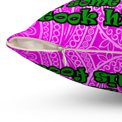 turtle race - Spun Polyester Square Pillow - (pink swirl)