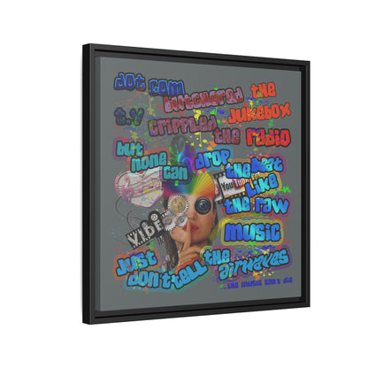 drop the beat - framed canvas art (dark grey)