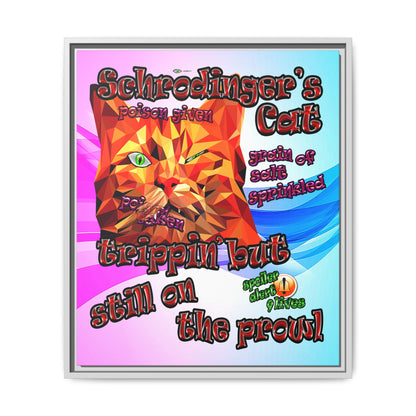 schrodinger's cat - framed canvas art (light blue-pink wave)