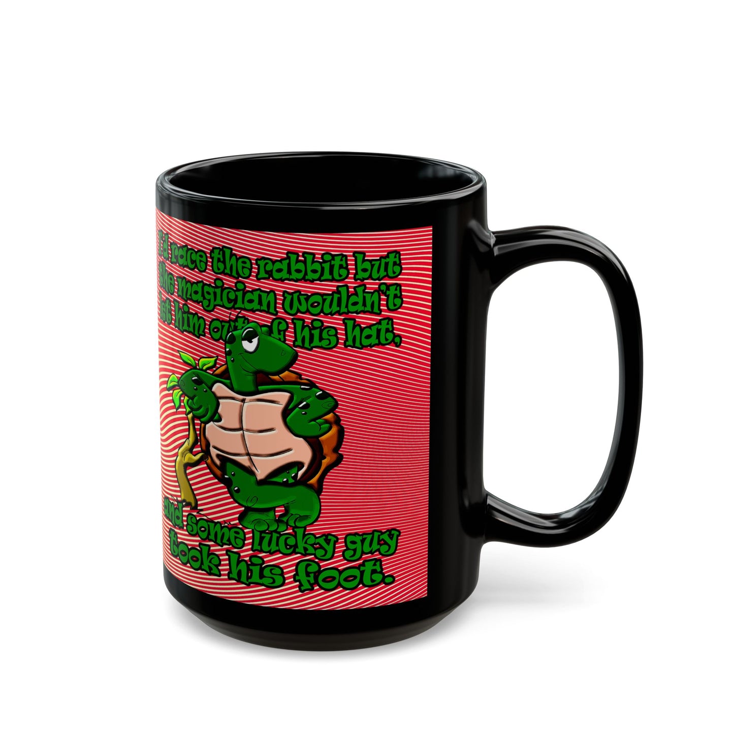 turtle race - Black Mug (yellow-orange wave)