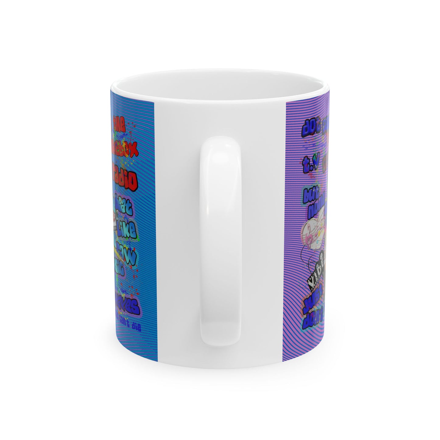 drop the beat - White Mug (light blue-purple wave)