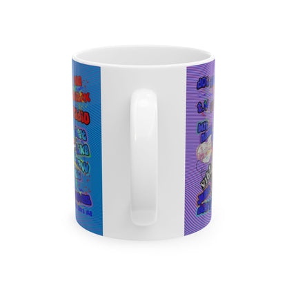 drop the beat - White Mug (light blue-purple wave)