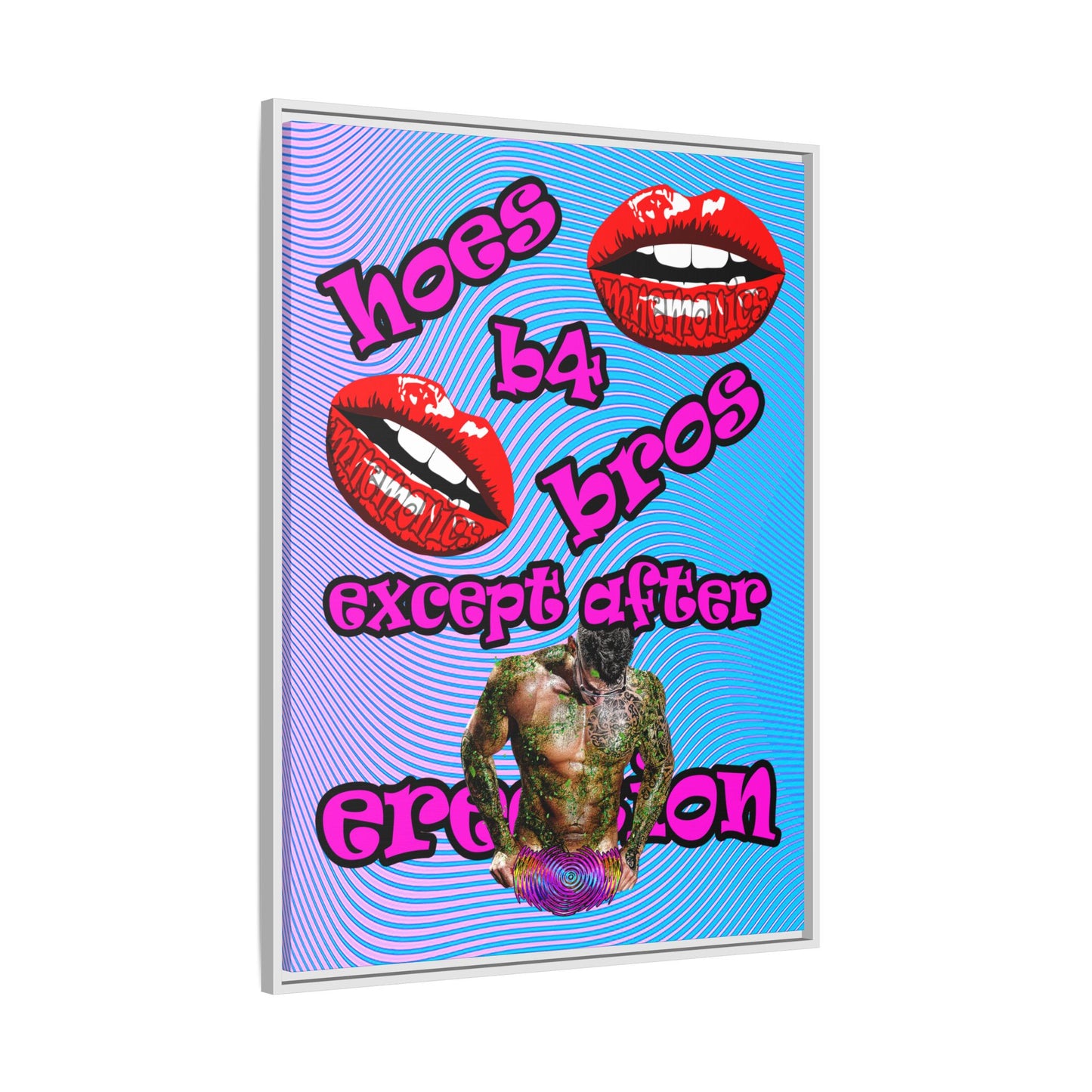 hoes b4 bros - framed canvas art (light blue-purple wave)