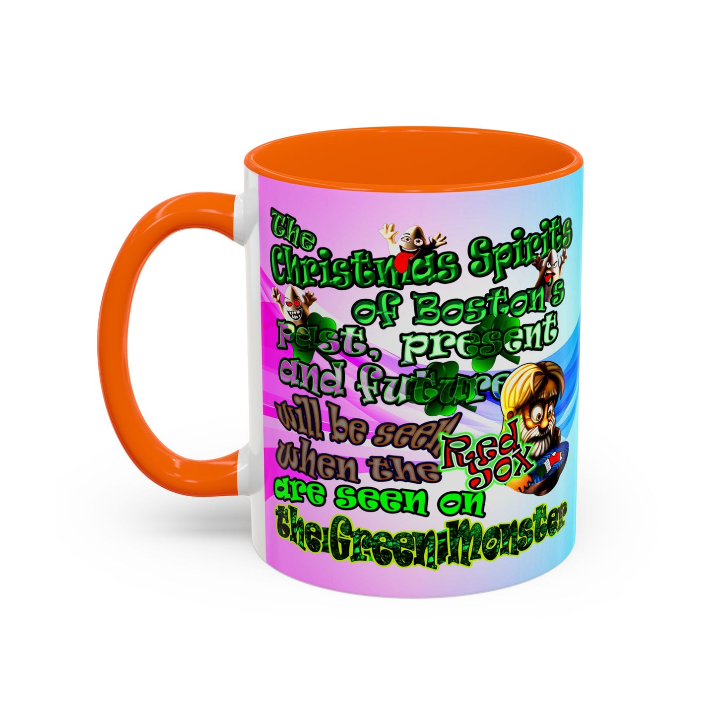 christmas spirits of boston - Accent Mug (light blue-pink wave)