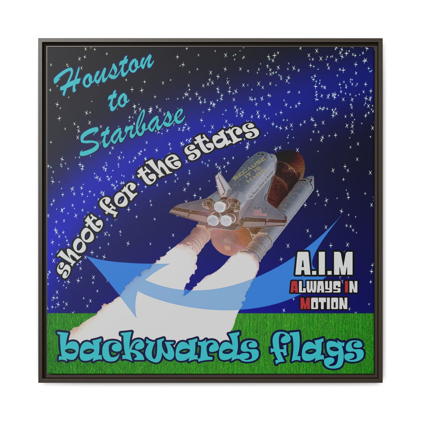 shoot for the stars - framed canvas art ('snoops' background)