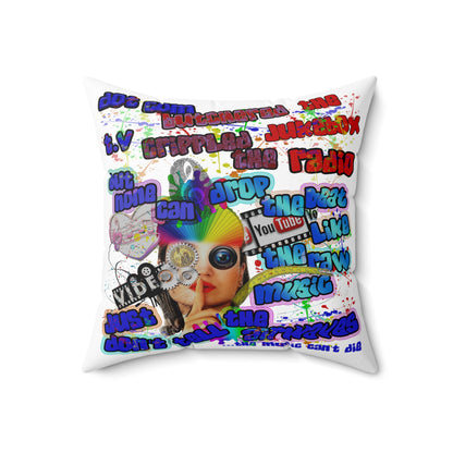 drop the beat - Spun Polyester Square Pillow - (white)