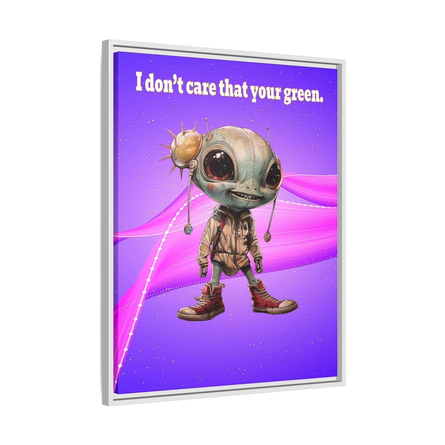 I don't care that your green - framed canvas art (purple-pink wave)