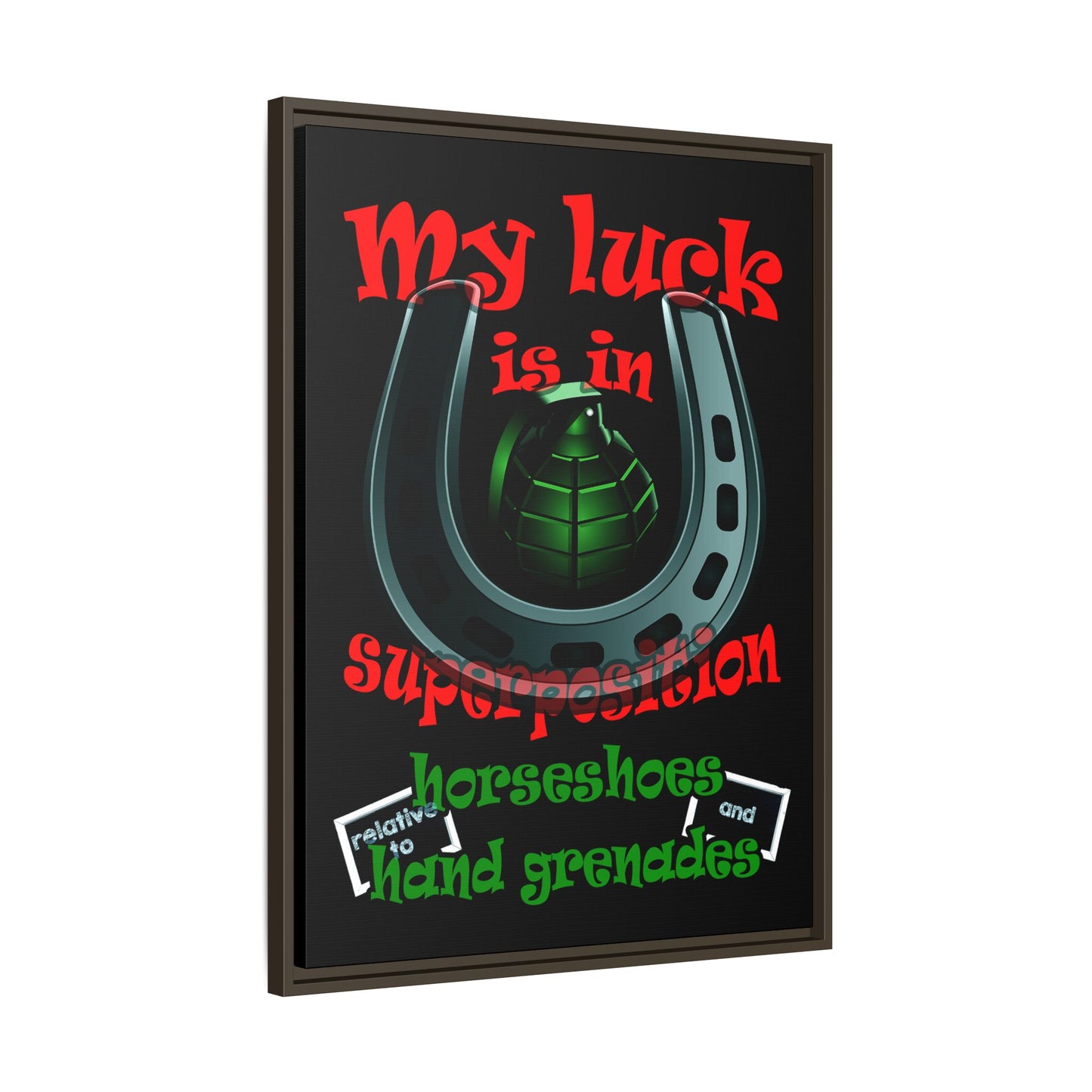 my luck - framed canvas art (black)