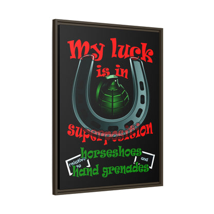 my luck - framed canvas art (black)