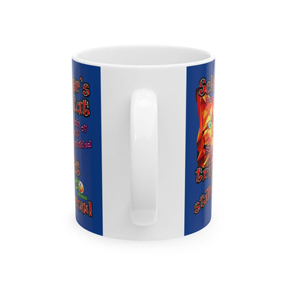 schrodinger's cat - White Mug (dark blue)