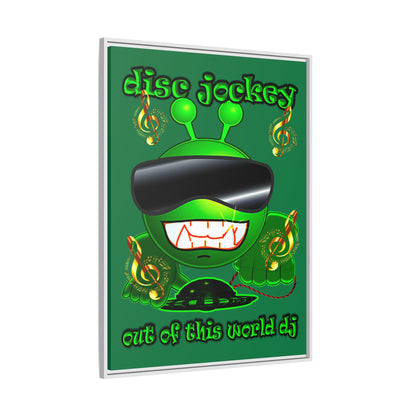 disc jockey - framed canvas art (dark green)