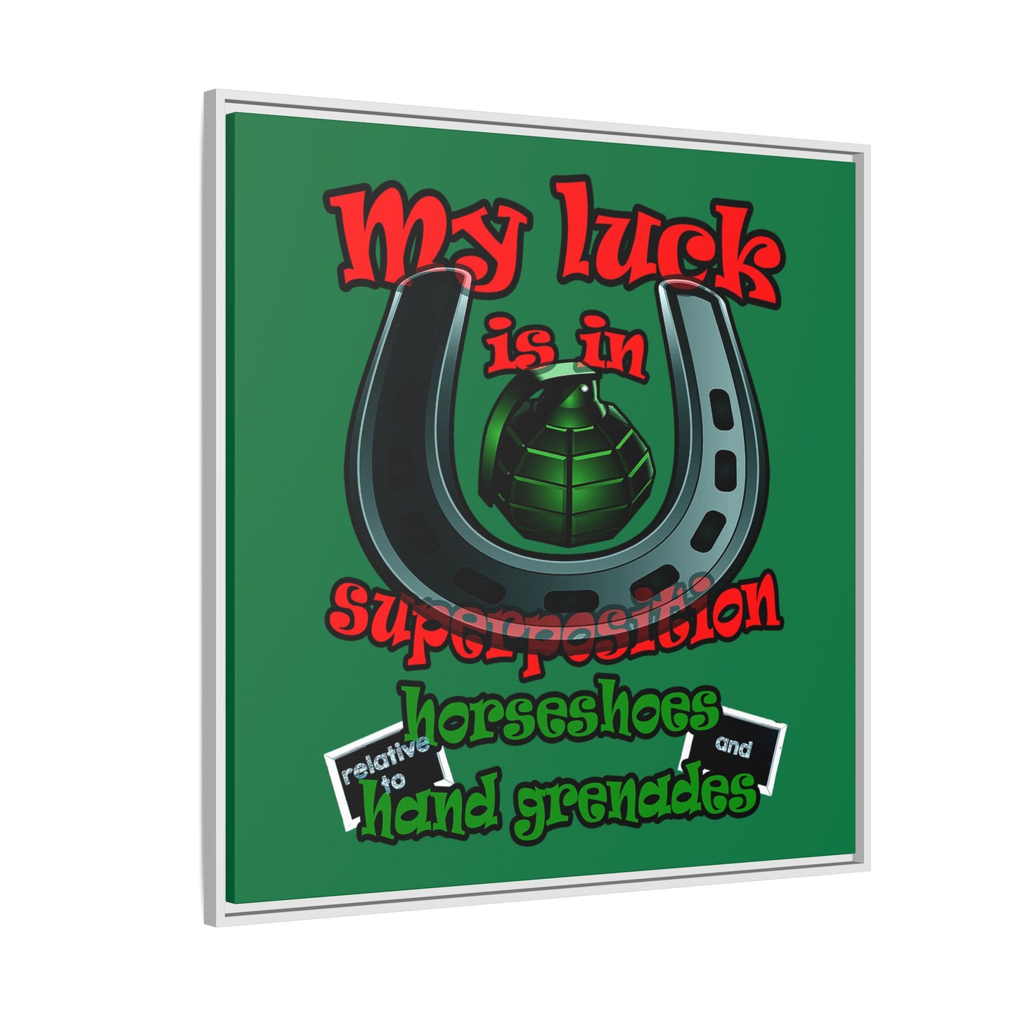 my luck - framed canvas art (dark green)
