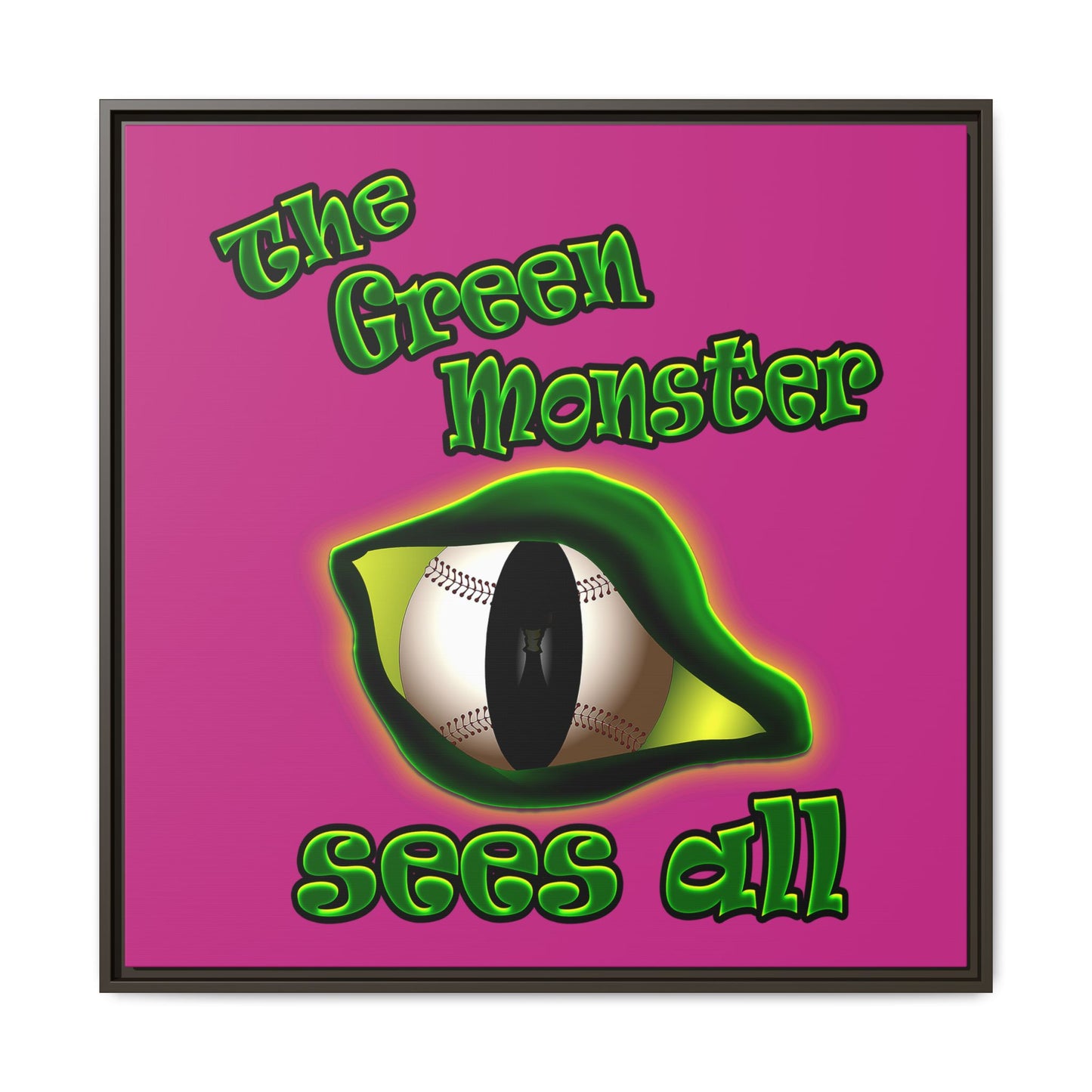 green monster - framed canvas art (pink)