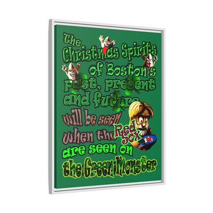 christmas spirits of boston - framed canvas art (dark green)