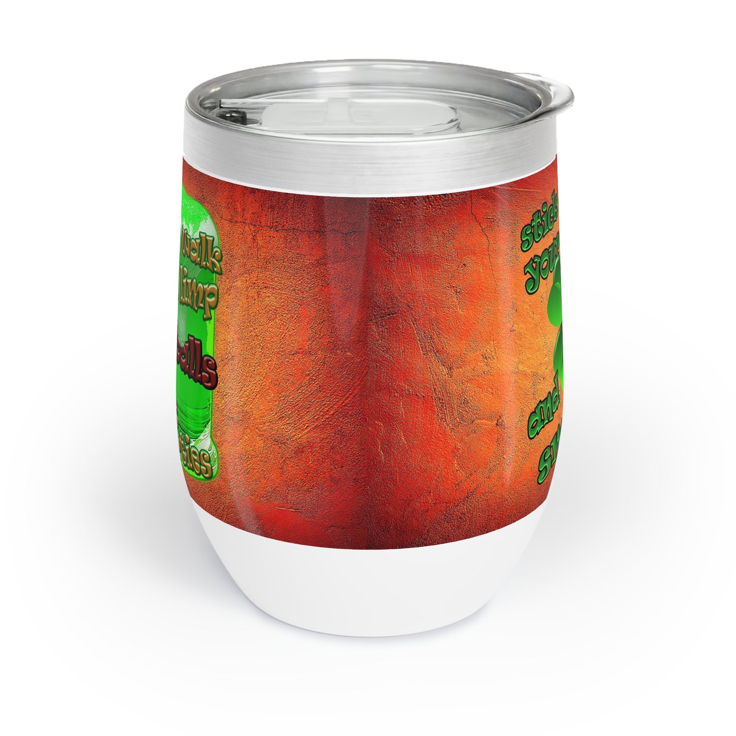 celtics logo - Chill Wine Tumbler (burnt orange)