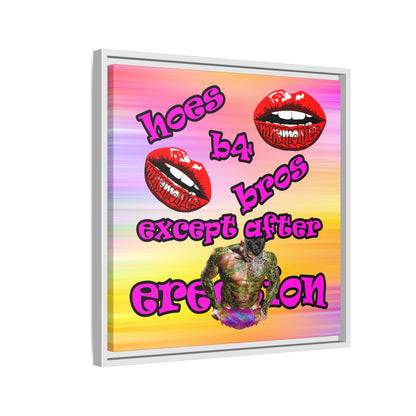 hoes b4 bros - framed canvas art (color blur)