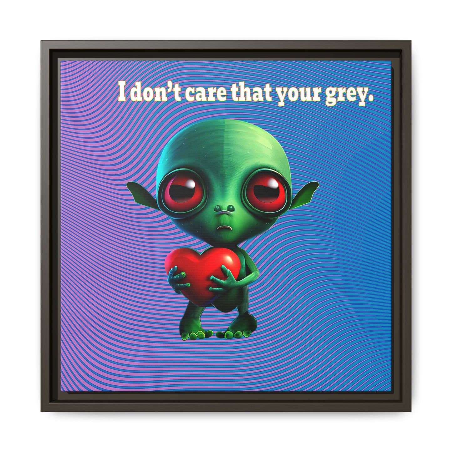 I don't care that your grey - framed canvas art (light blue-purple wave)