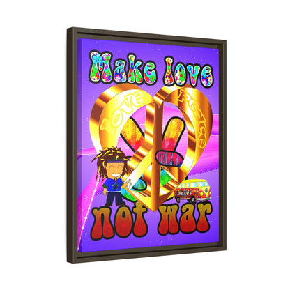 love peace - framed canvas art (purple-pink wave)