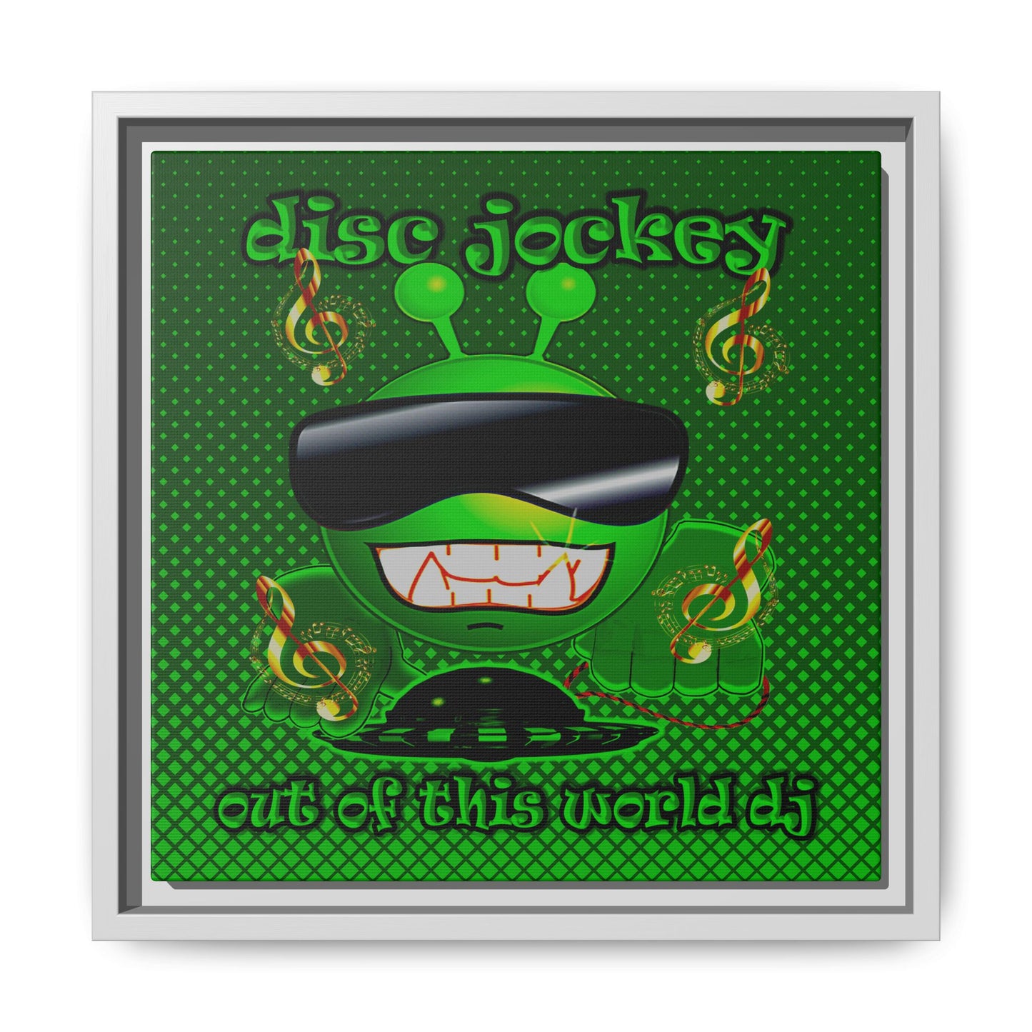 disc jockey - framed canvas art (logo green)