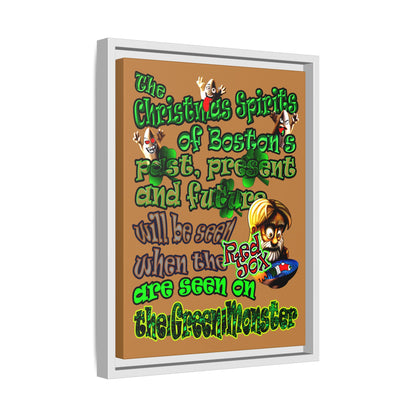 christmas spirits of boston - framed canvas art (light brown)