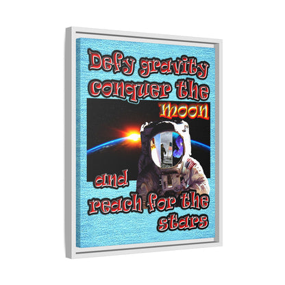 defy conquer reach - framed canvas art (faded blue)
