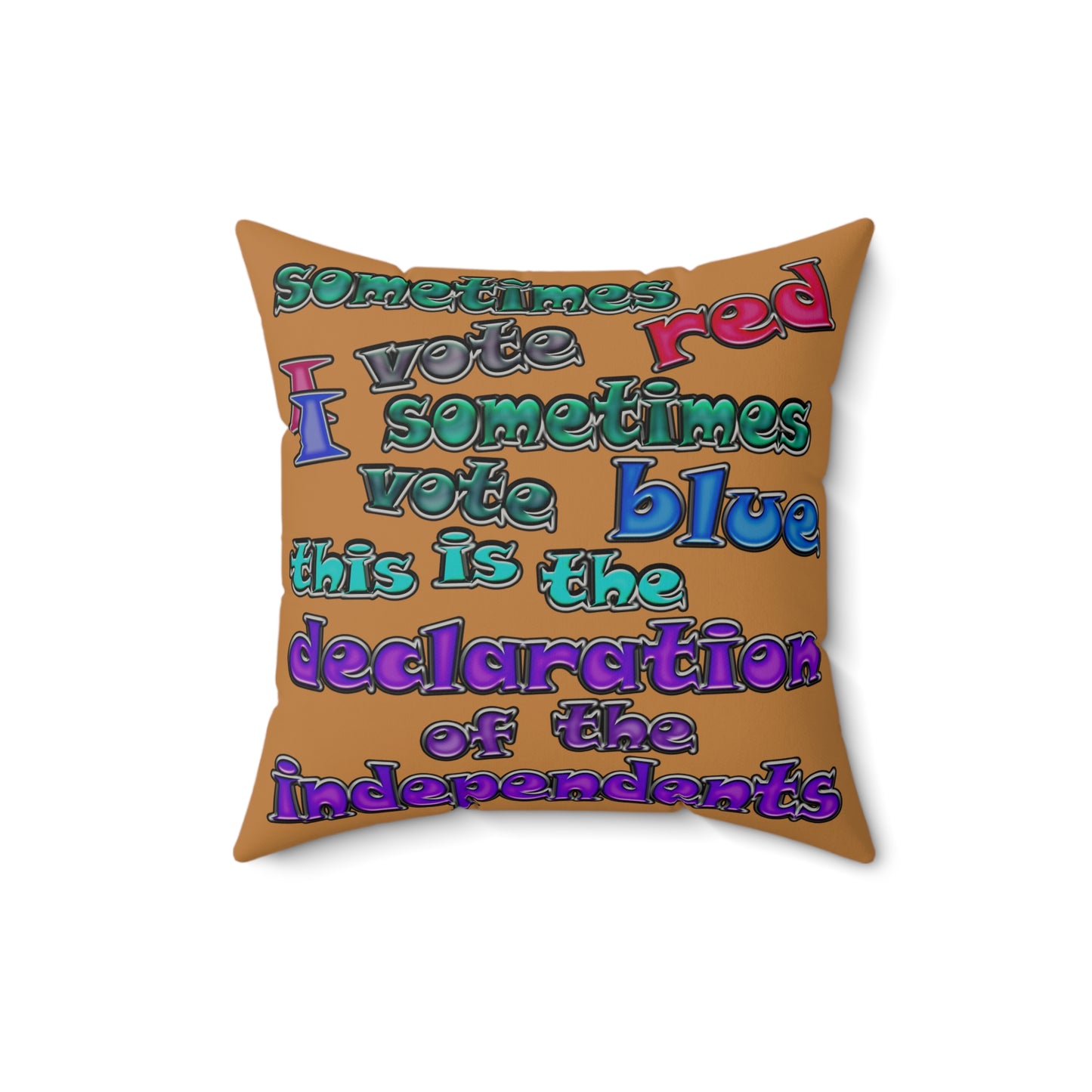 declaration of the independents - Faux Suede Square Pillow - (light brown)