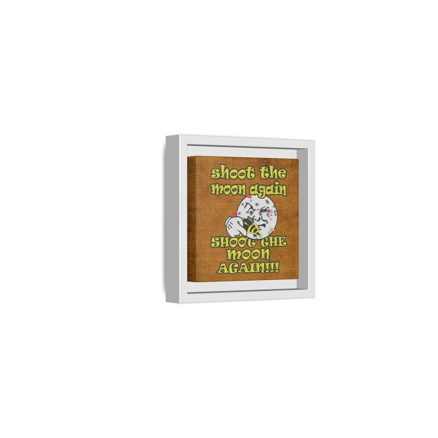 shoot the moon again - framed canvas art (brown papyrus)