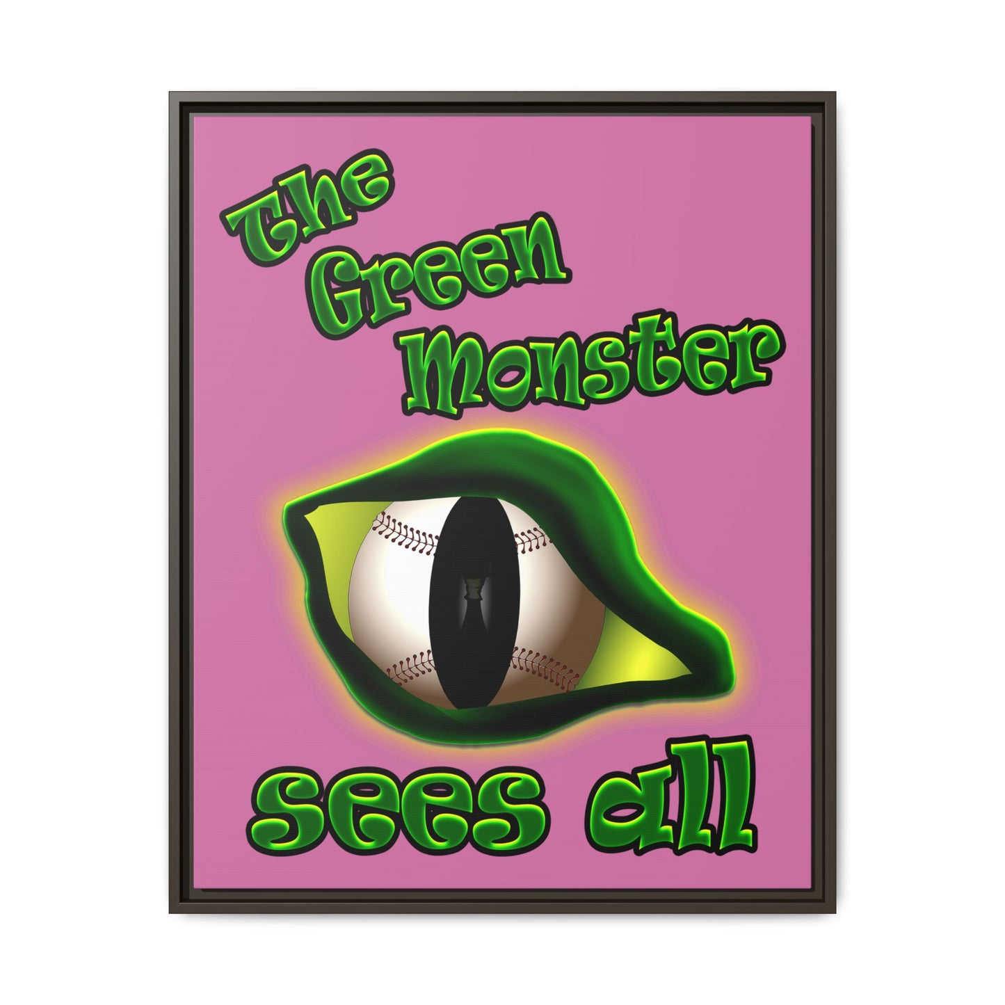green monster - framed canvas art (light pink)