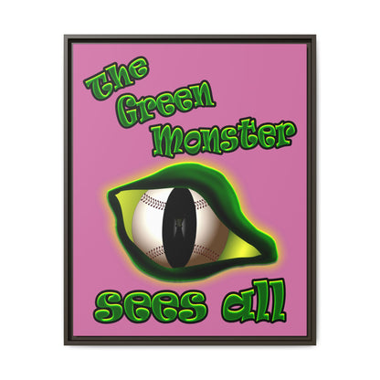 green monster - framed canvas art (light pink)