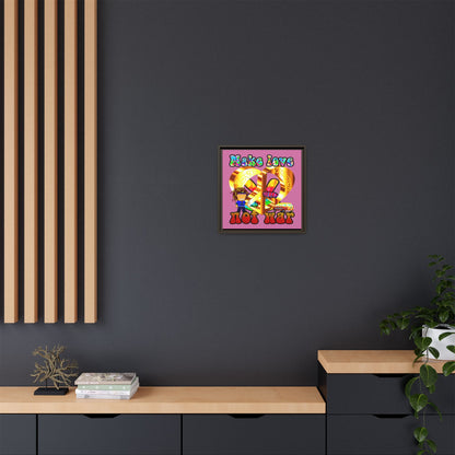 love peace - framed canvas art (light pink)