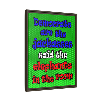 donkeys and elephants - framed canvas art (logo green)