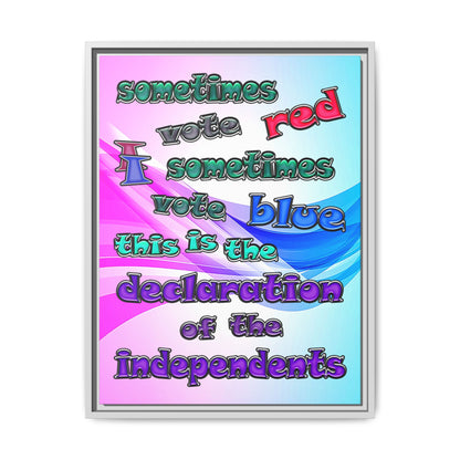 declaration of the independents - framed canvas art (light blue-pink wave)