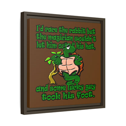turtle race - framed canvas art (brown)