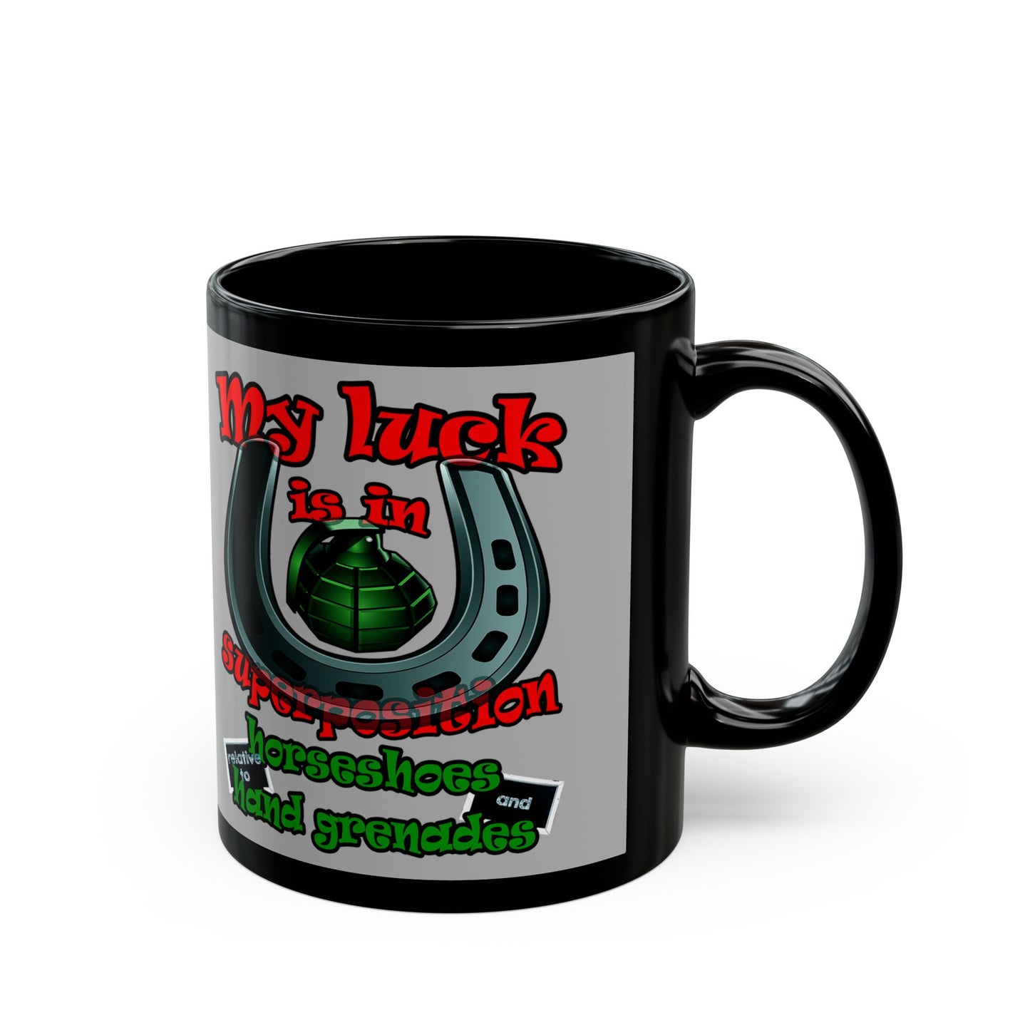 my luck - Black Mug (light grey)