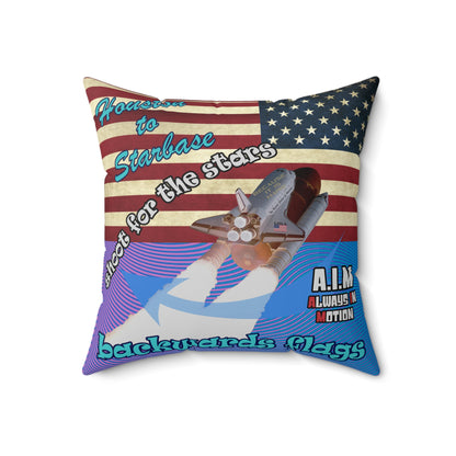 shoot for the stars - Spun Polyester Square Pillow - (light blue-purple wave)