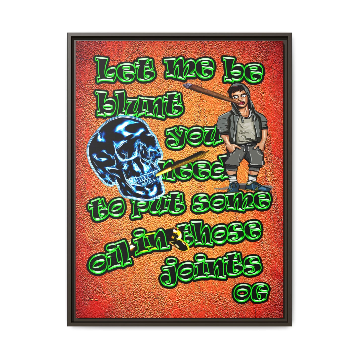og - framed canvas art (burnt orange)