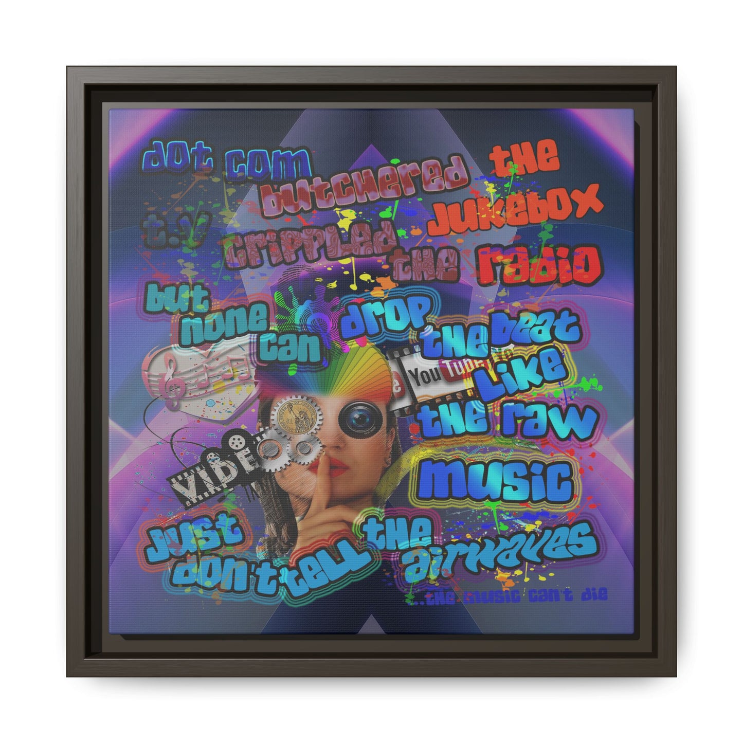 drop the beat - framed canvas art (grey-pink wave)